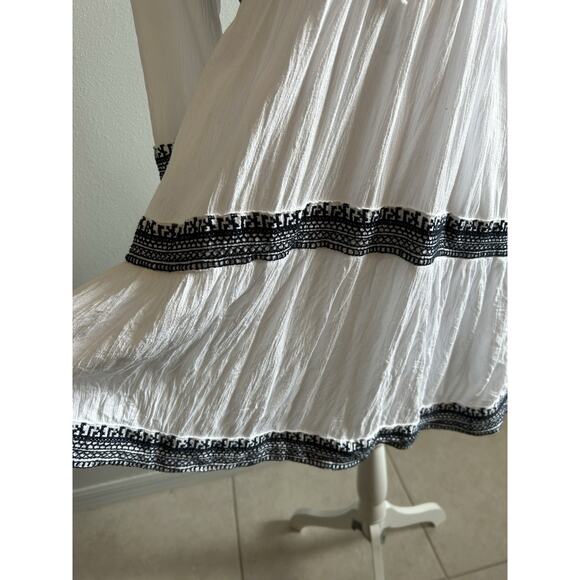 Boho Dress White Layered Tiered Coverup Beachy Resort Cruise Festival Fairy L-XL - Picture 6 of 9